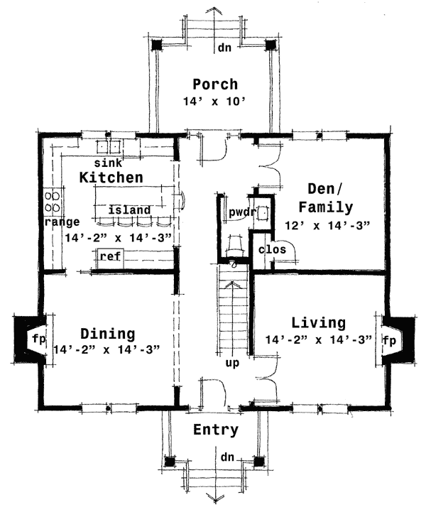 Center Hall Colonial House Plan 44045TD Architectural