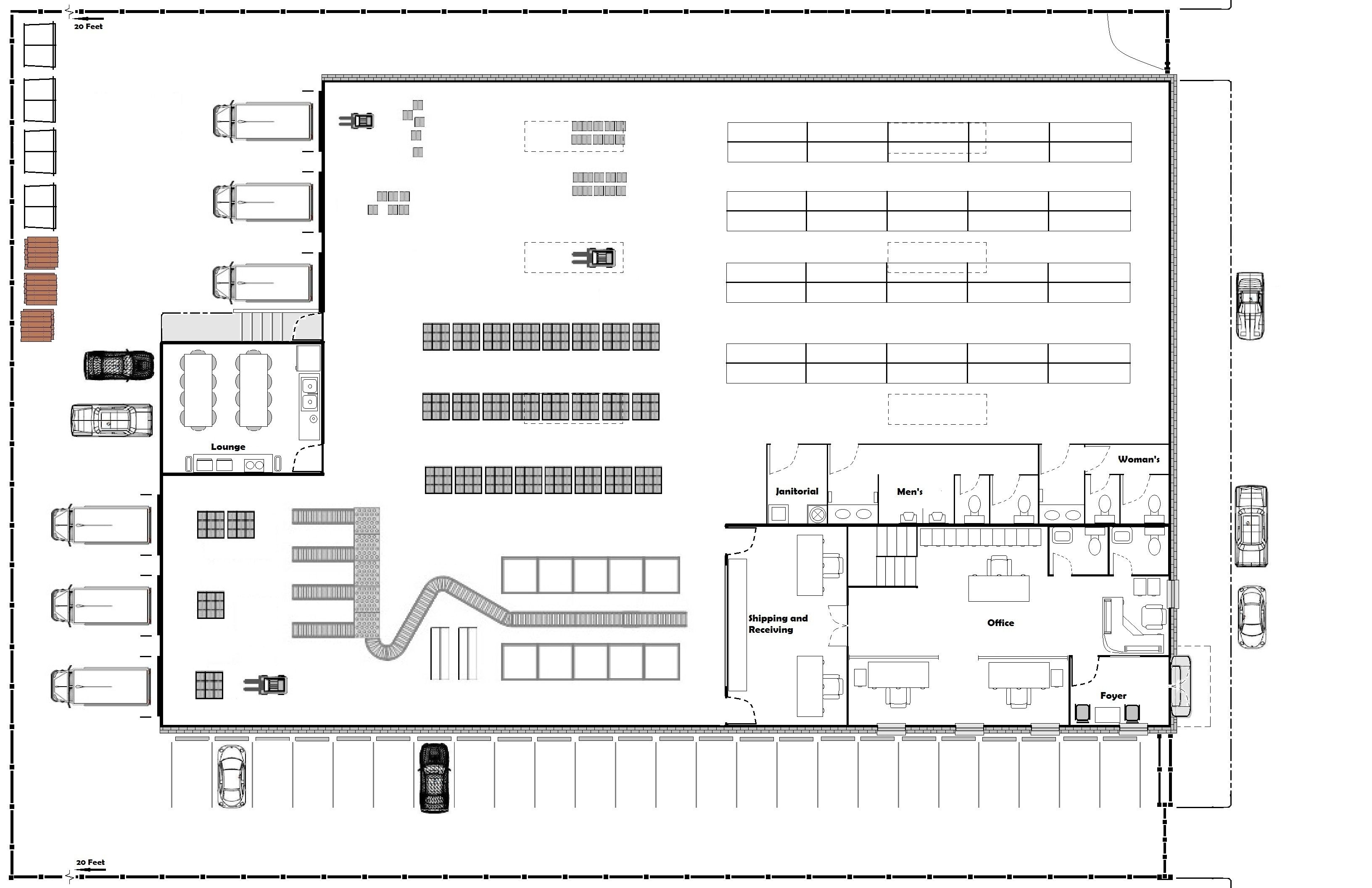 Warehouse floor plan, Warehouse layout, Warehouse floor