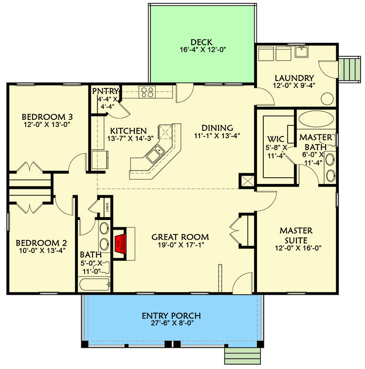 Exclusive 3Bed Country Cottage Plan with Split Bedrooms