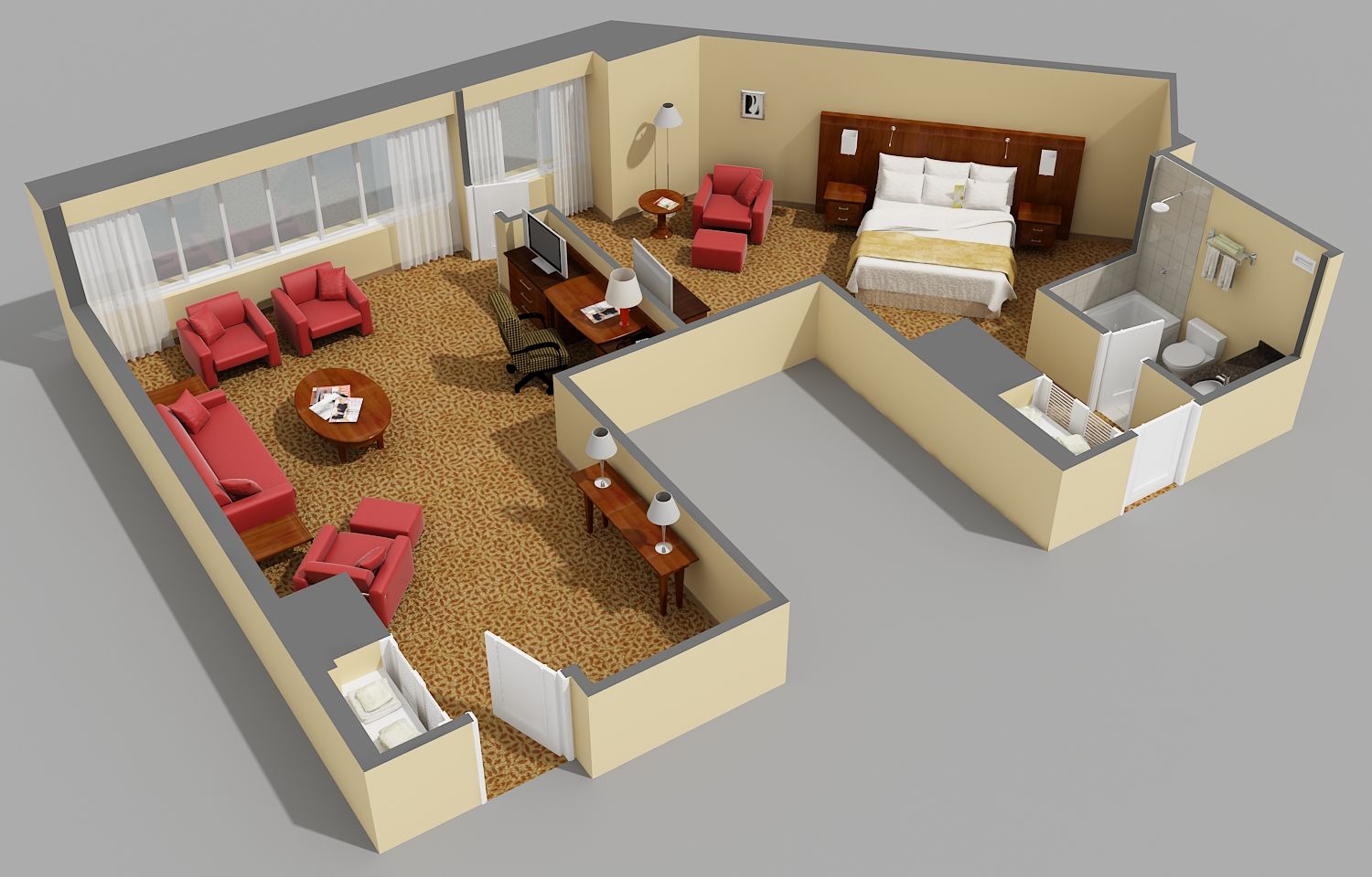 3D Floor Plans Used For Hotel Marketing Hotel floor plan