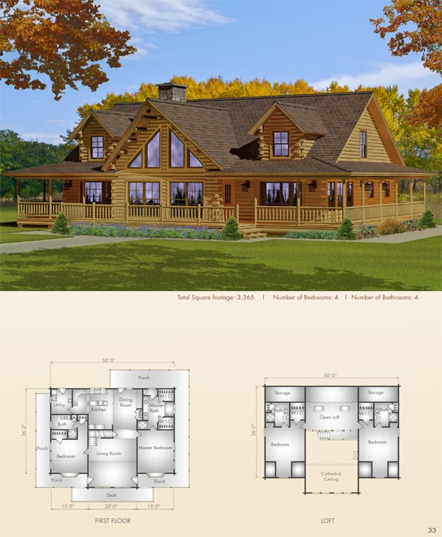 Bonanza Floor Plan • Big Twig Homes • Cedar Log Homes in
