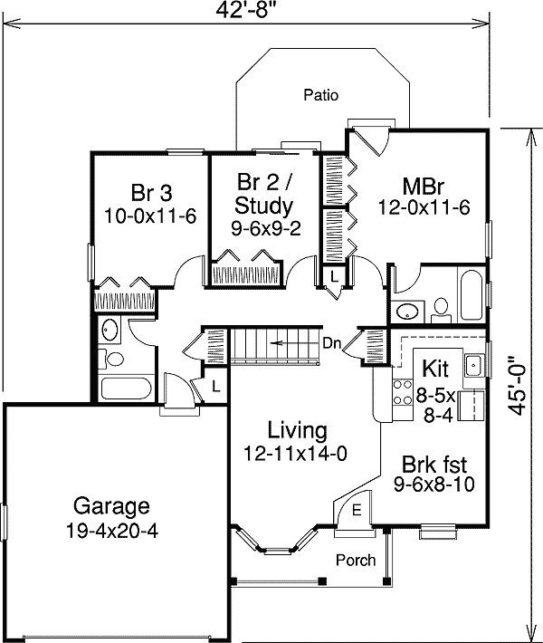 Excellent Home Plan for a Small Family 57040HA