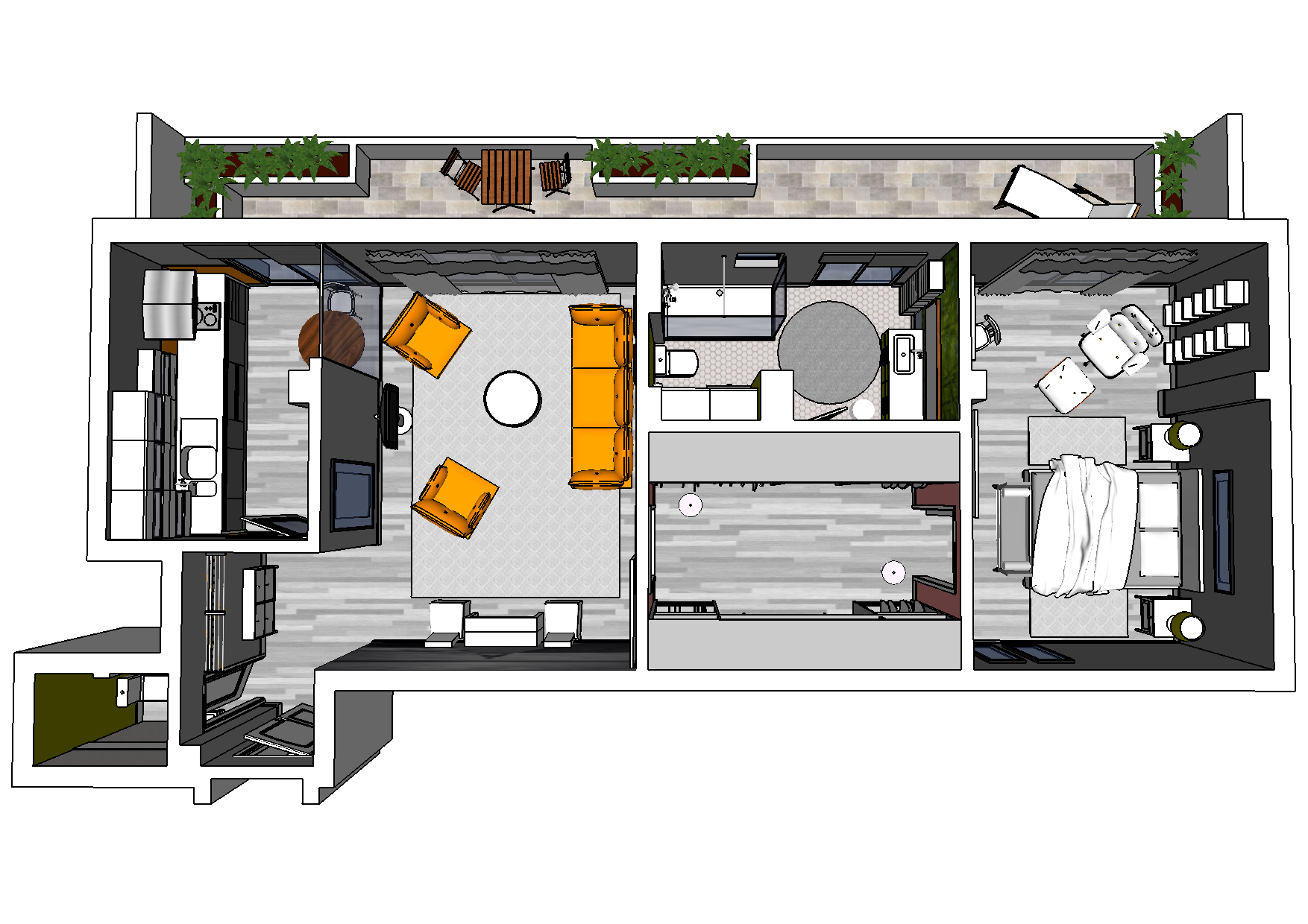 Bachelor Apartment 3D Floor plan. Floor plans, Bachelor