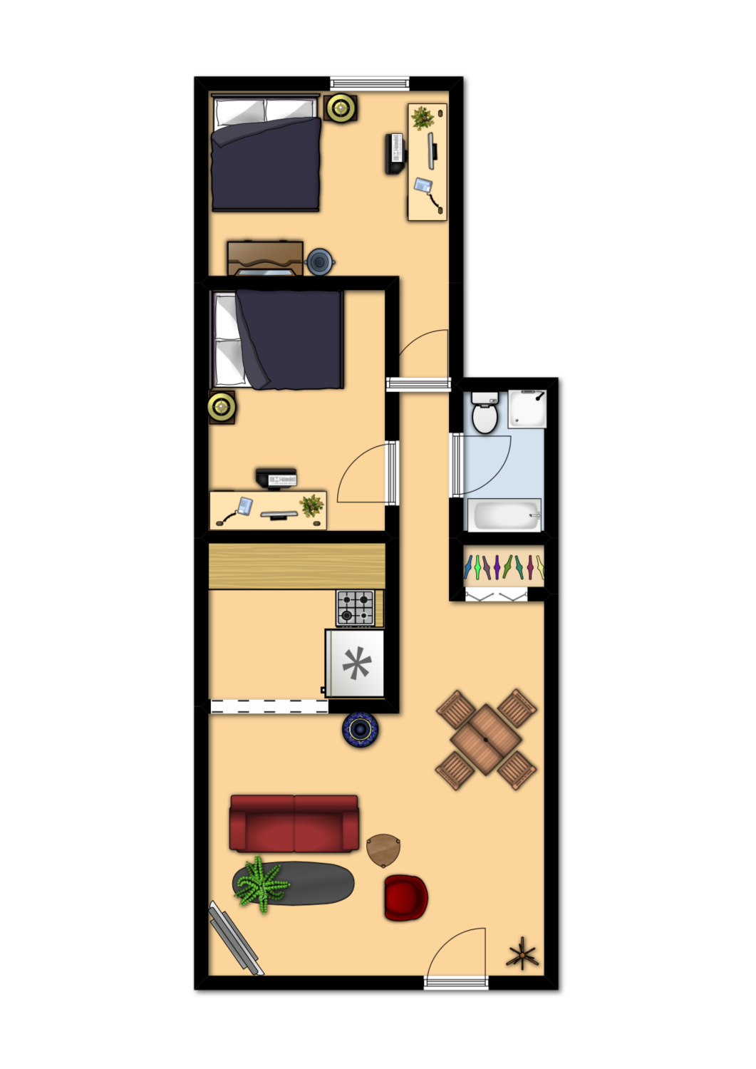 600 Square Foot Apartment Layout 600 Sq FT Apartment Floor