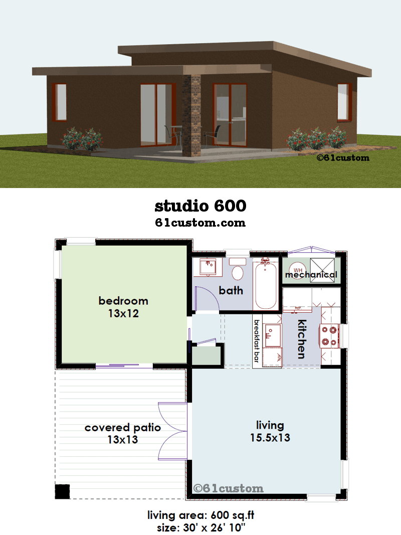 studio600 Small House Plan 61custom Contemporary