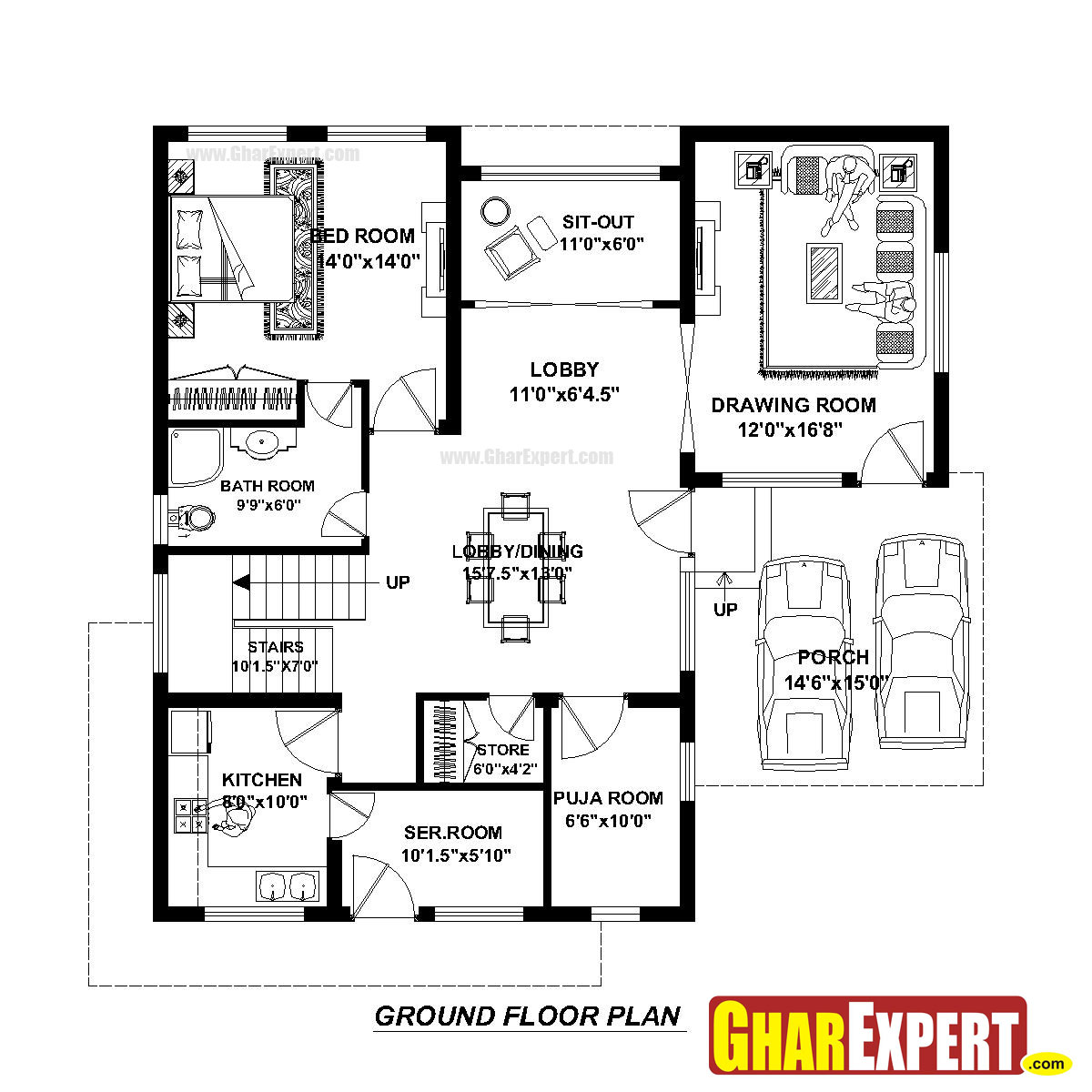 House Plan for 40 Feet by 40 Feet plot (Plot Size 178
