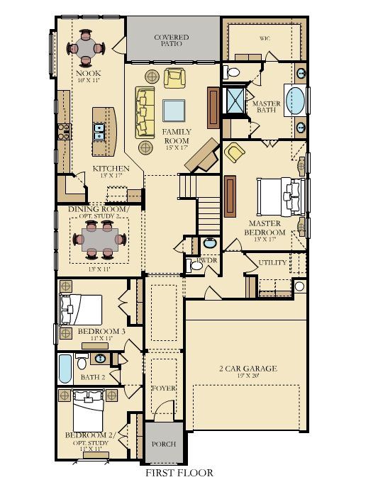 Fairfield 1st Floor Plan by Lennar Floor plans, Flooring