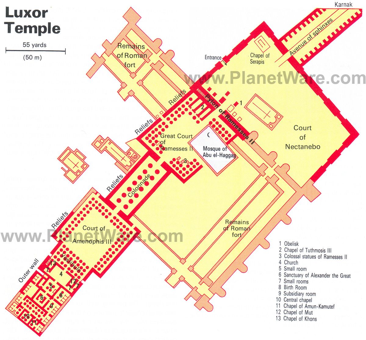 Luxor Temple Floor plan map Kemit Temples and Tombs