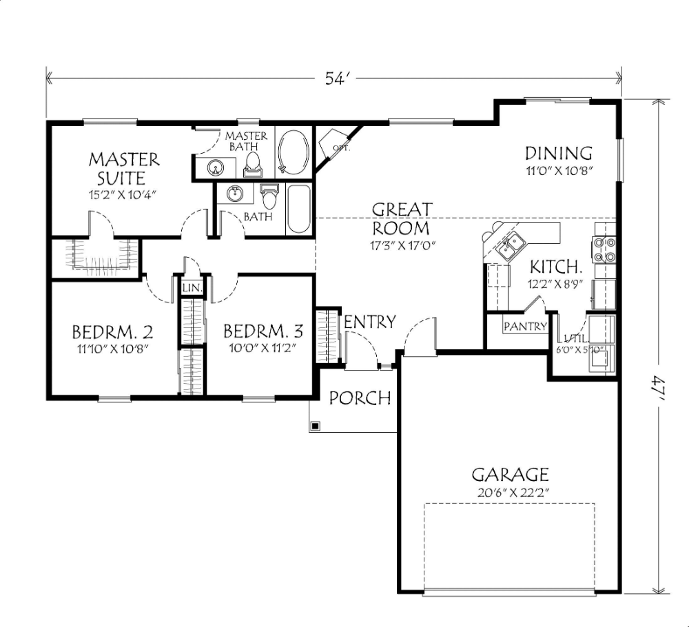 open concept 3 bedroom house plan small house one story