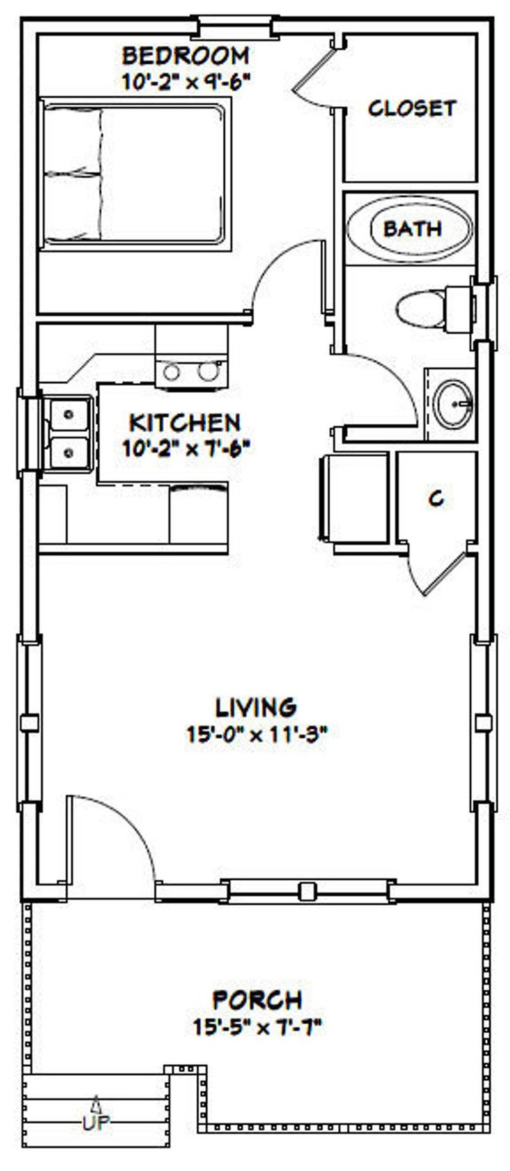 16x30 House 1Bedroom 1Bath 480 sq ft PDF Floor Plan