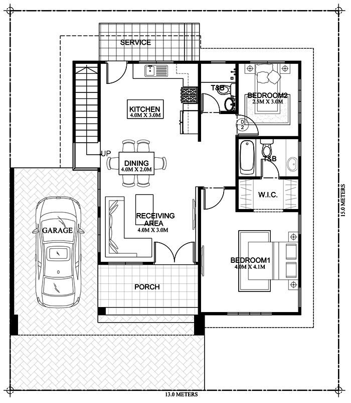 Double Story Roof Deck House Plan