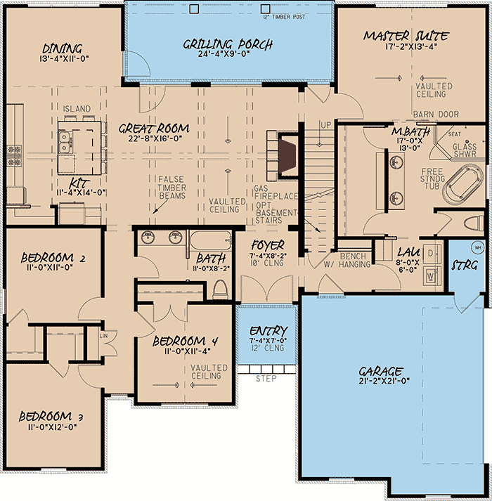 EuropeanStyle House Plan with Master Suite with Laundry