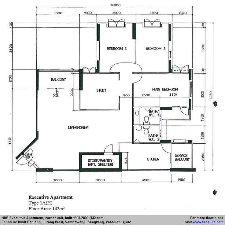 HDB Executive Apartment floor plan (140 sqm) in 2020