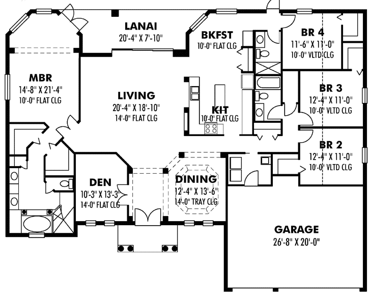 Florida House Plan 4 Bedrooms, 3 Bath, 2593 Sq Ft Plan