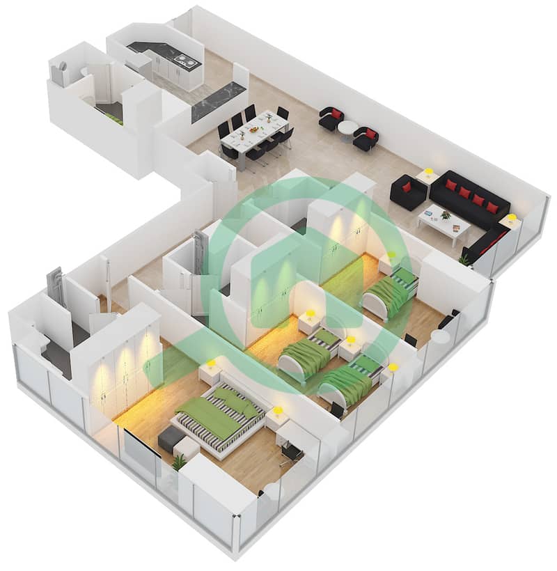 Floor plans for Unit 6,11 3bedroom Apartments in The Gate