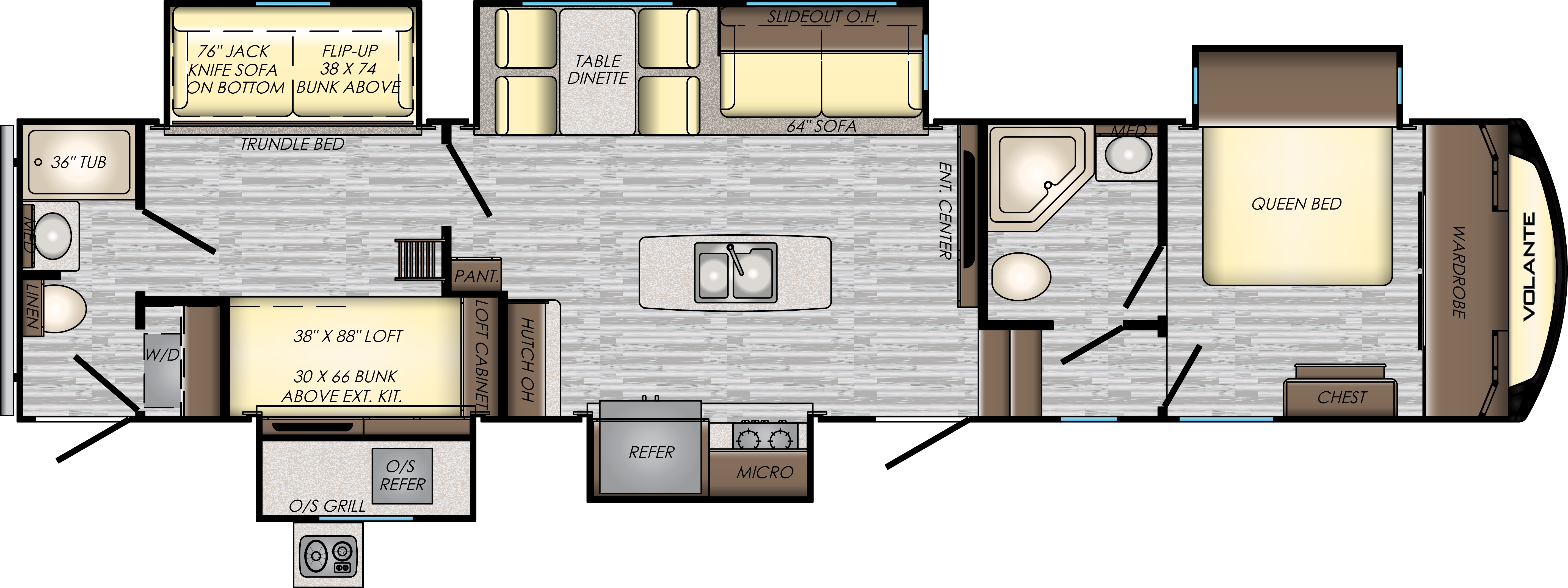 Volante Fifth Wheels VL3601LF Floorplan Crossroads RV