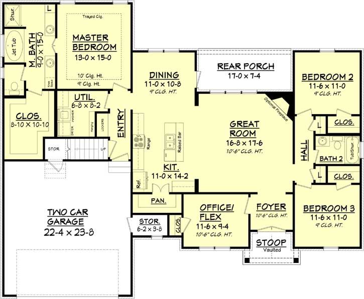 Main Floor Plan 50322 Open floor house plans, Acadian