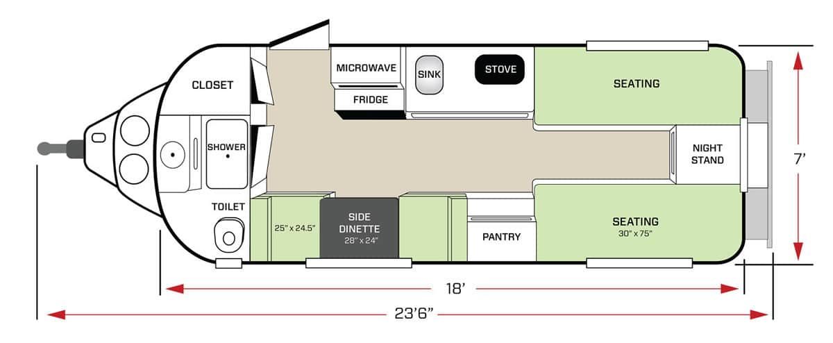 Twin Bed Floor Plan Seating RVsFiberglass Trailers