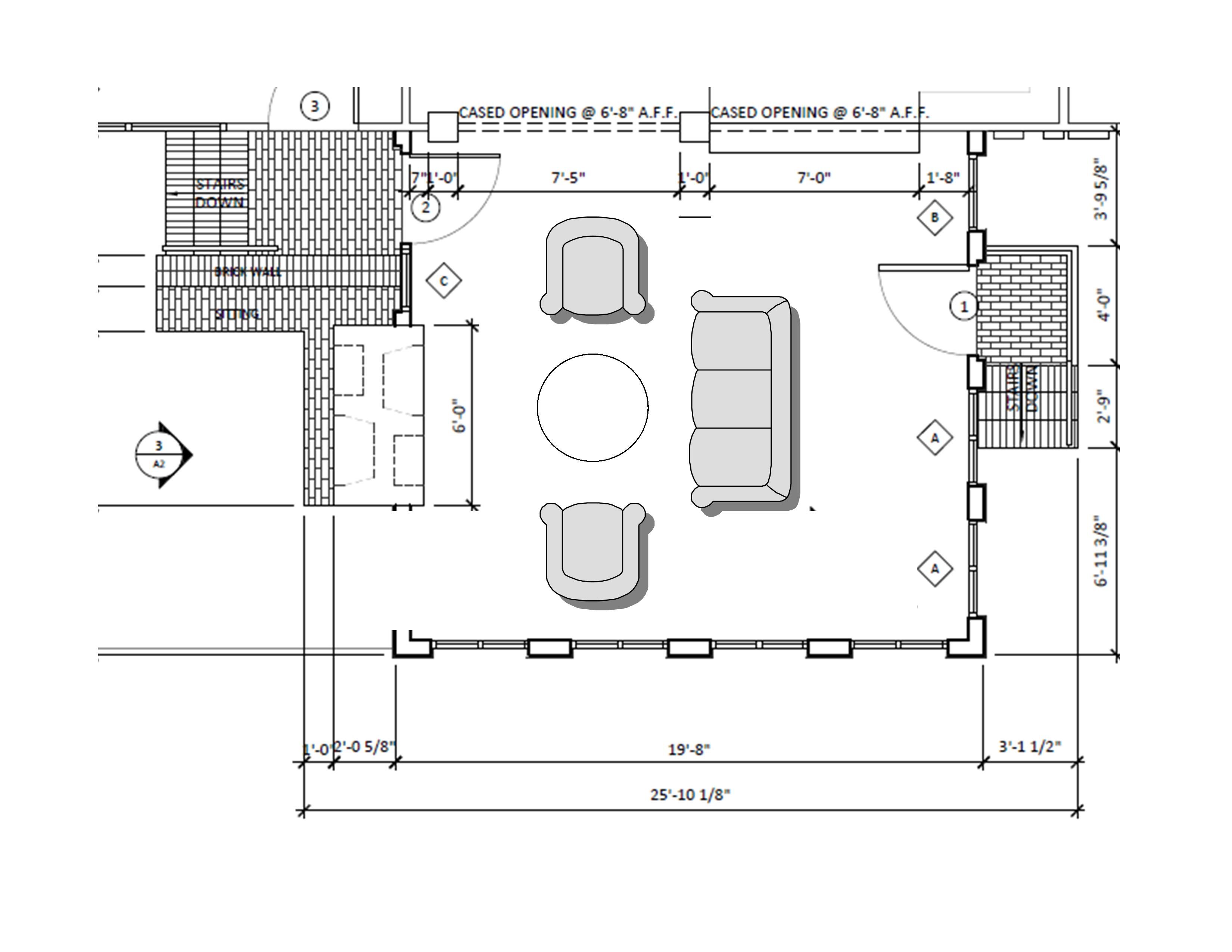 Layout 82" sofa Sunroom kitchen, Layout, Floor plans