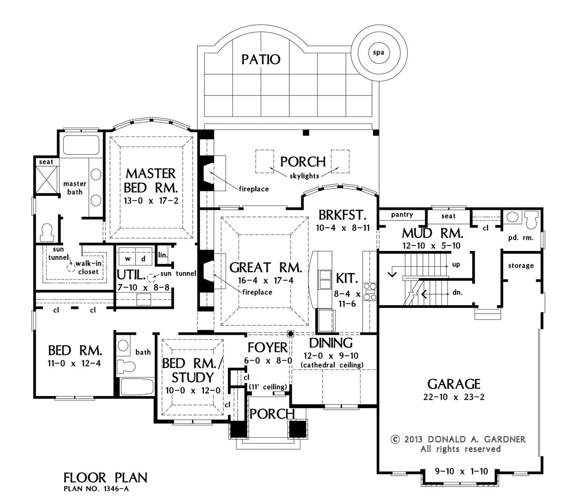 Nonsplit floor plan. Convert dining room to study and