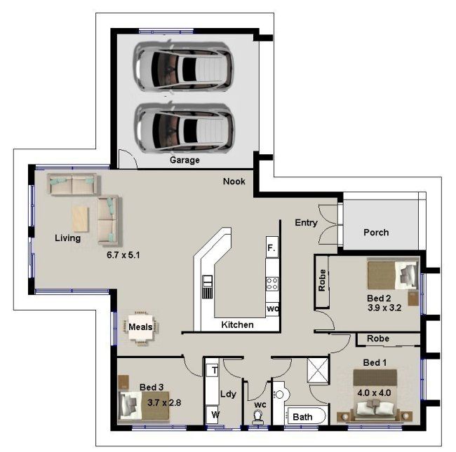 HOUSE PLANS 3 bedroom + double garage New house plans
