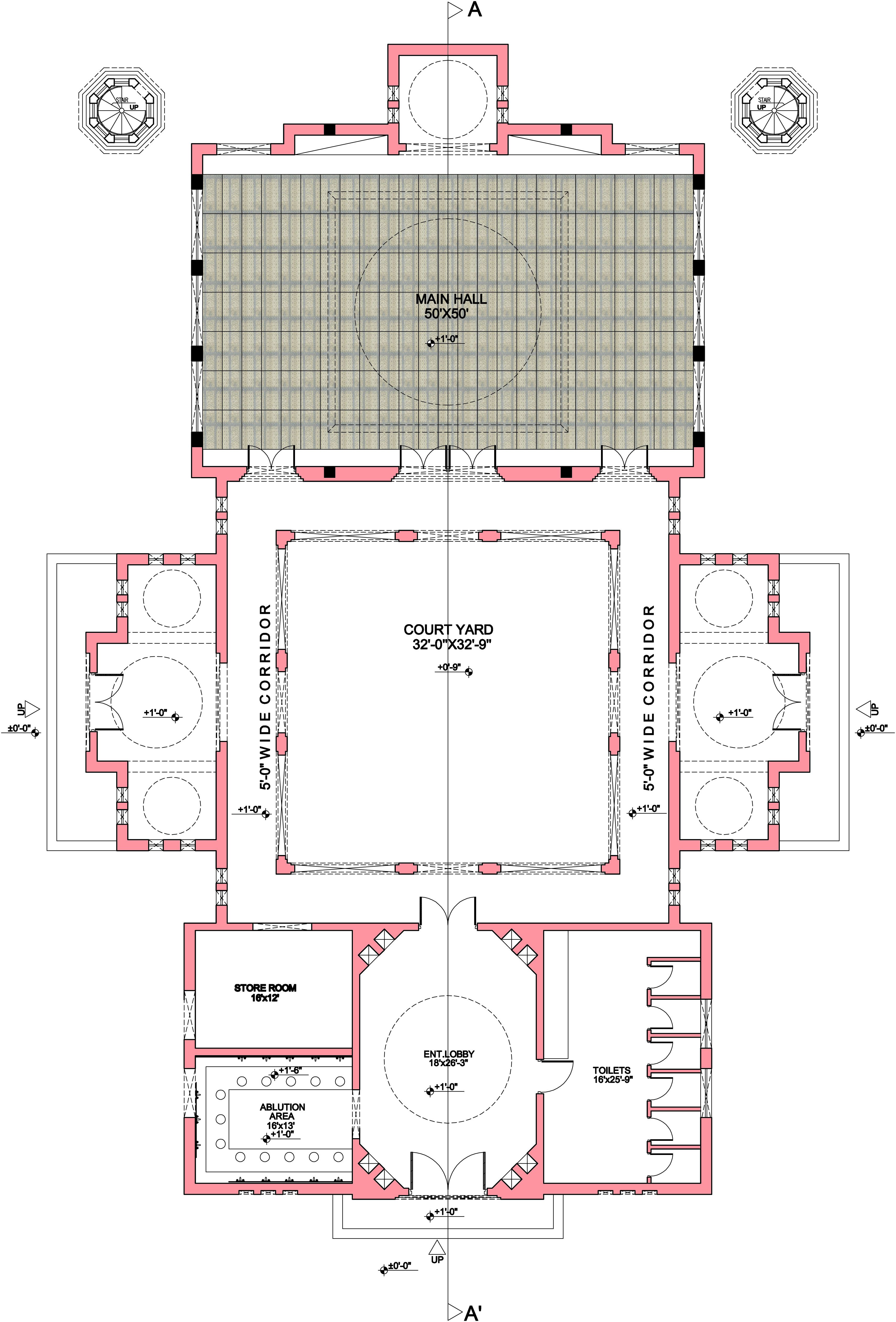 Floor Architectural Small Mosque Design Plans Home