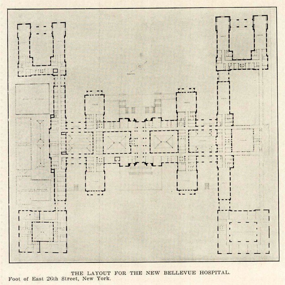 Floor plan of Bellevue Hospital, New York City Bellevue