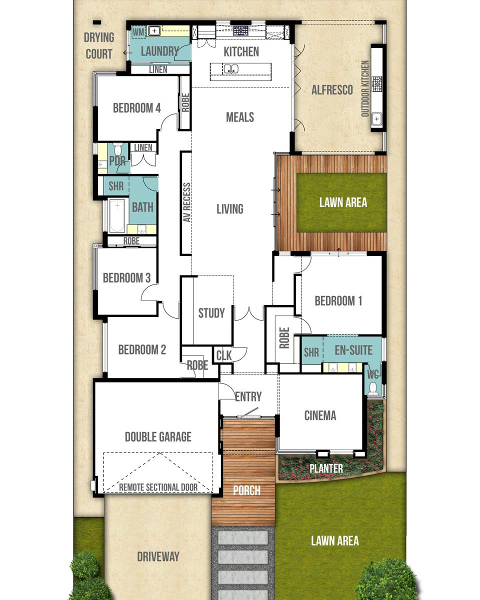 Single Storey Floor Plan with Study Room Boyd Design Perth