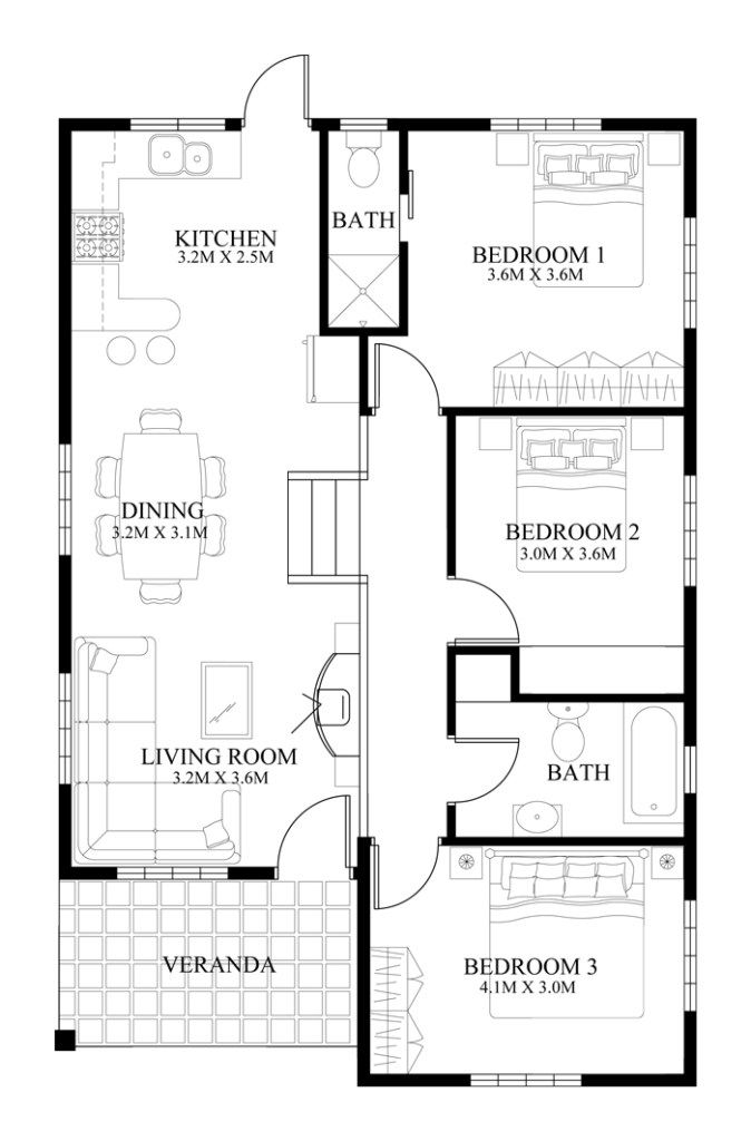 Stories 1 Size 90 sq.m. Bedrooms 3 Bathrooms One story