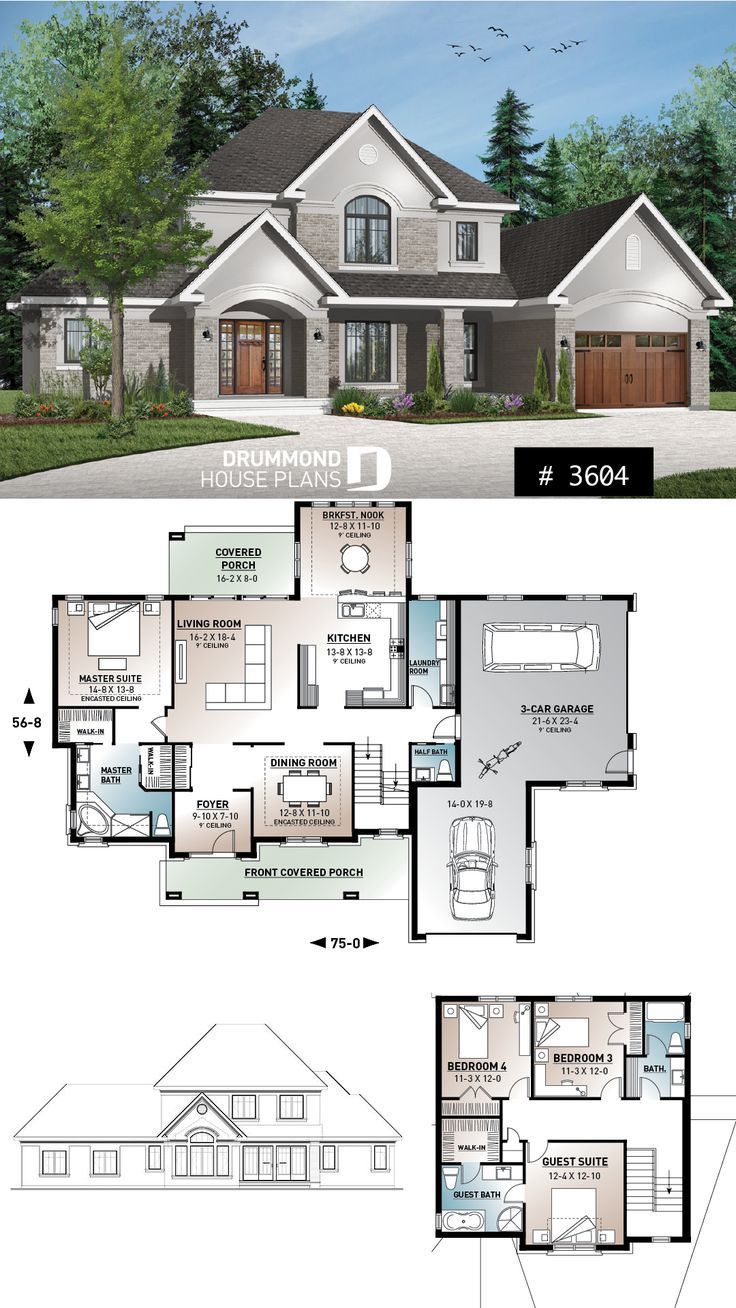 2 Story 3 Car Garage House Plans New house plans