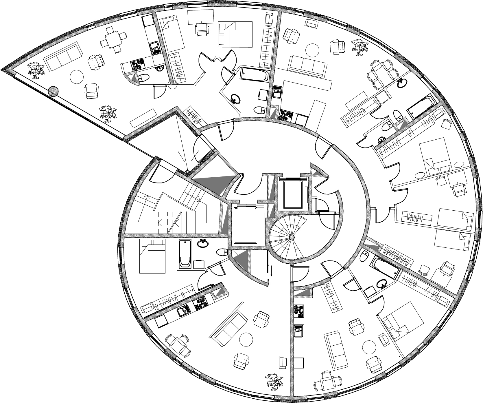 radial pinwheel floor plans Google Search radial