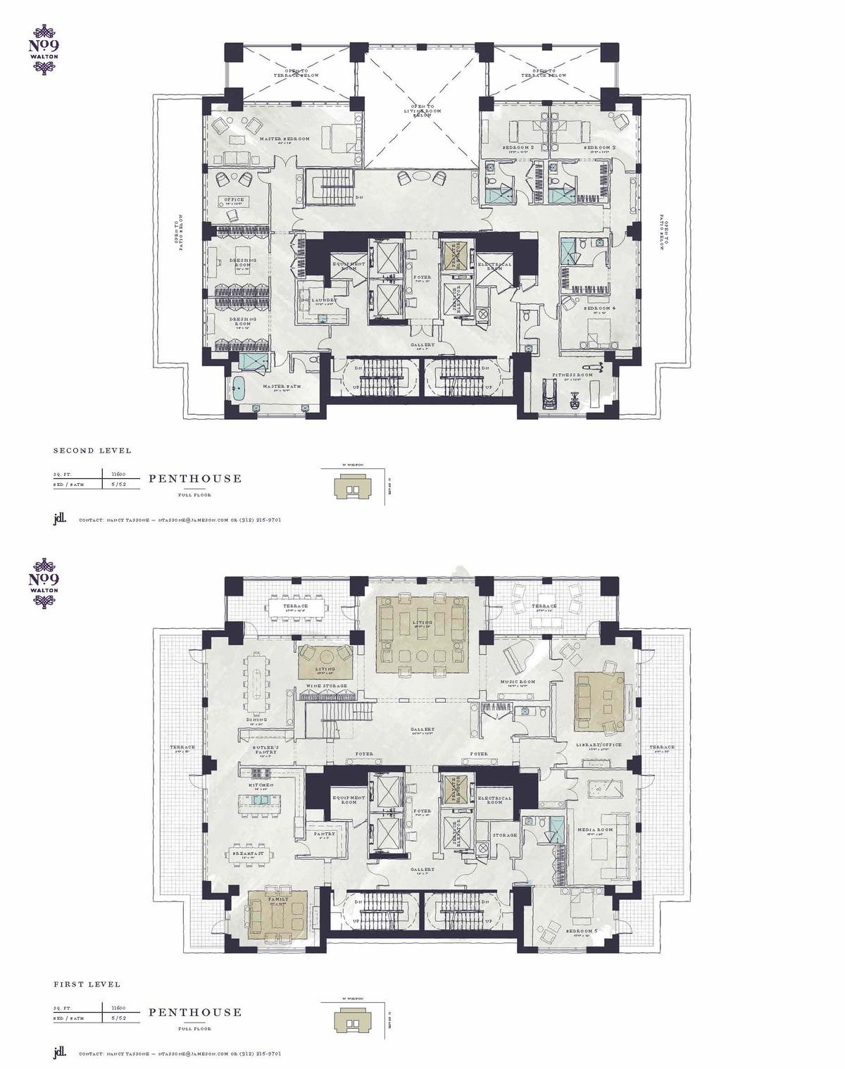 No.9 Walton Chicago Penthouse Apartment floor plans