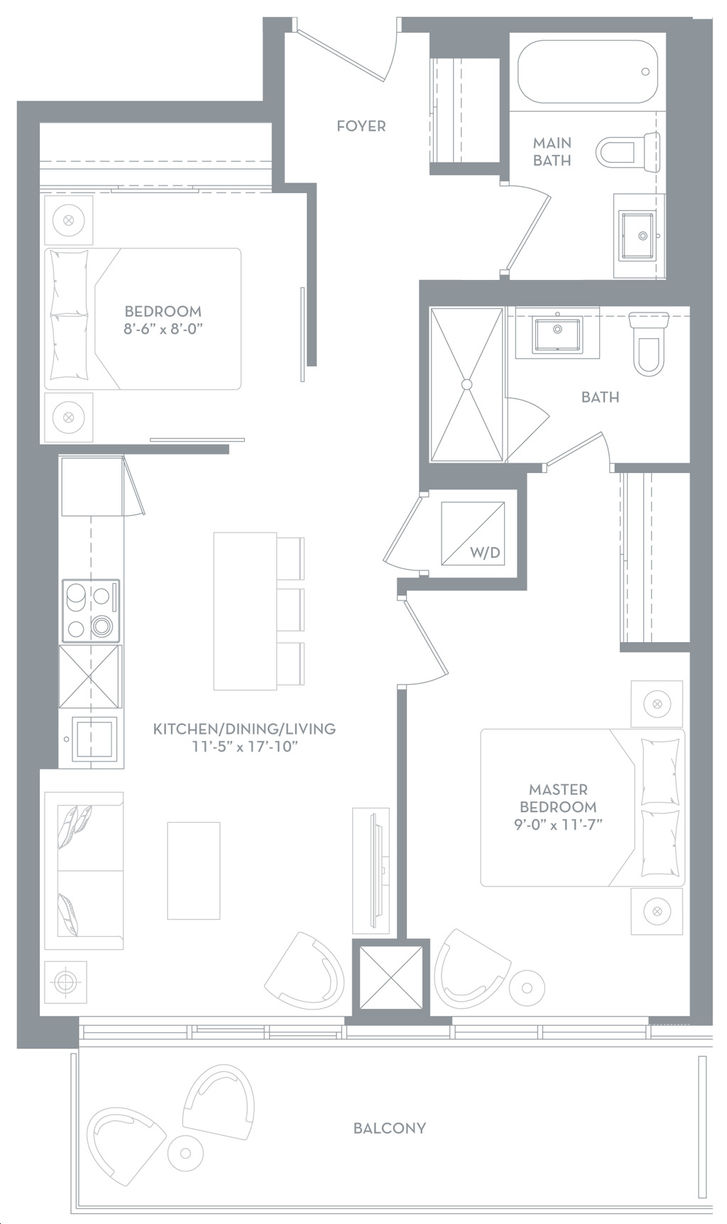 8888 Yonge Street Condos by Metroview 2F Floorplan 2 bed