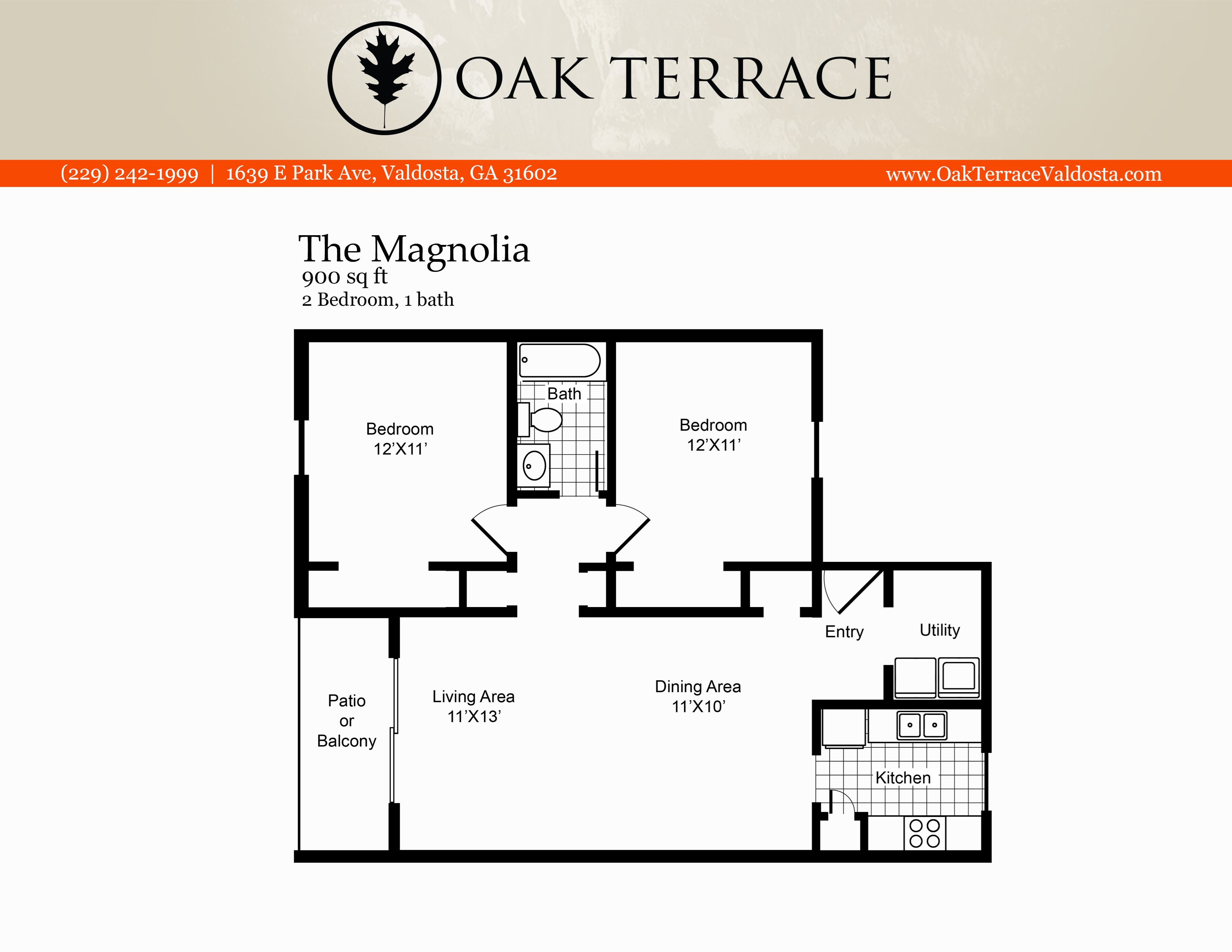 Floor Plans of Oak Terrace Apartments in Valdosta, GA