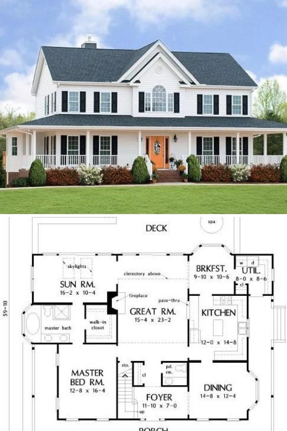 2Story 4Bedroom The Riverbend Farmhouse House Plan with