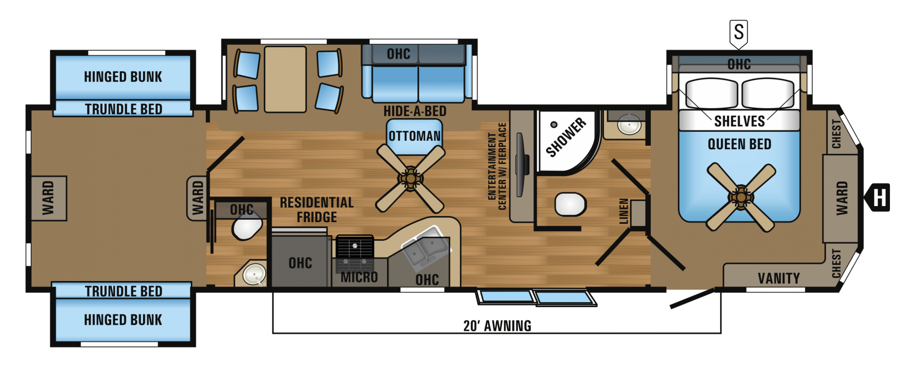 Travel Trailer 2 bedroom 2 bathroom will actually fit 4