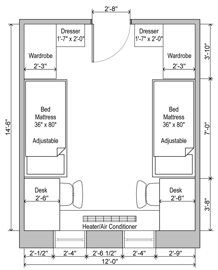 Brumby Hall, standard plan UGA Housing Kawlege