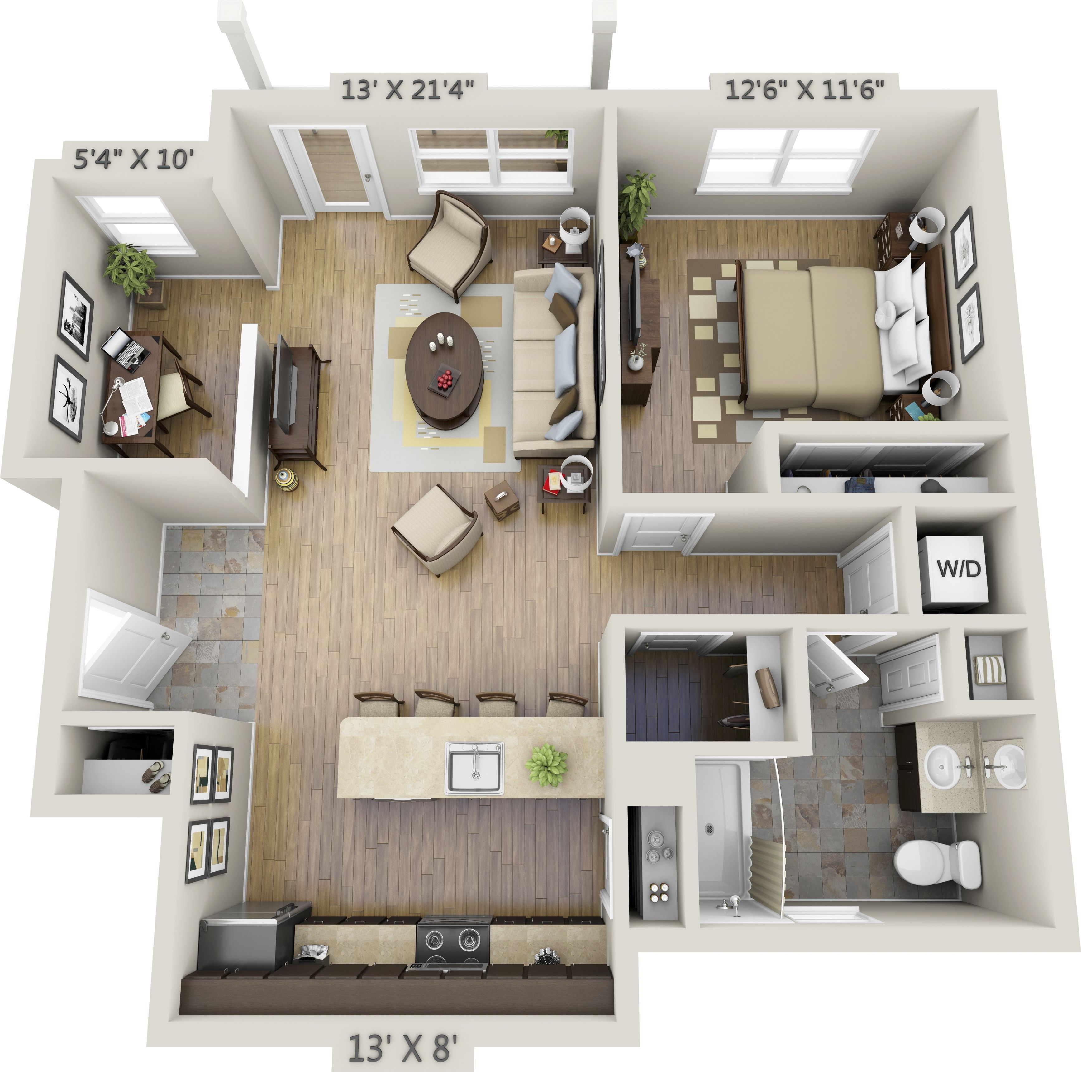 Image result for 1 bedroom 3d floor plan Village Home