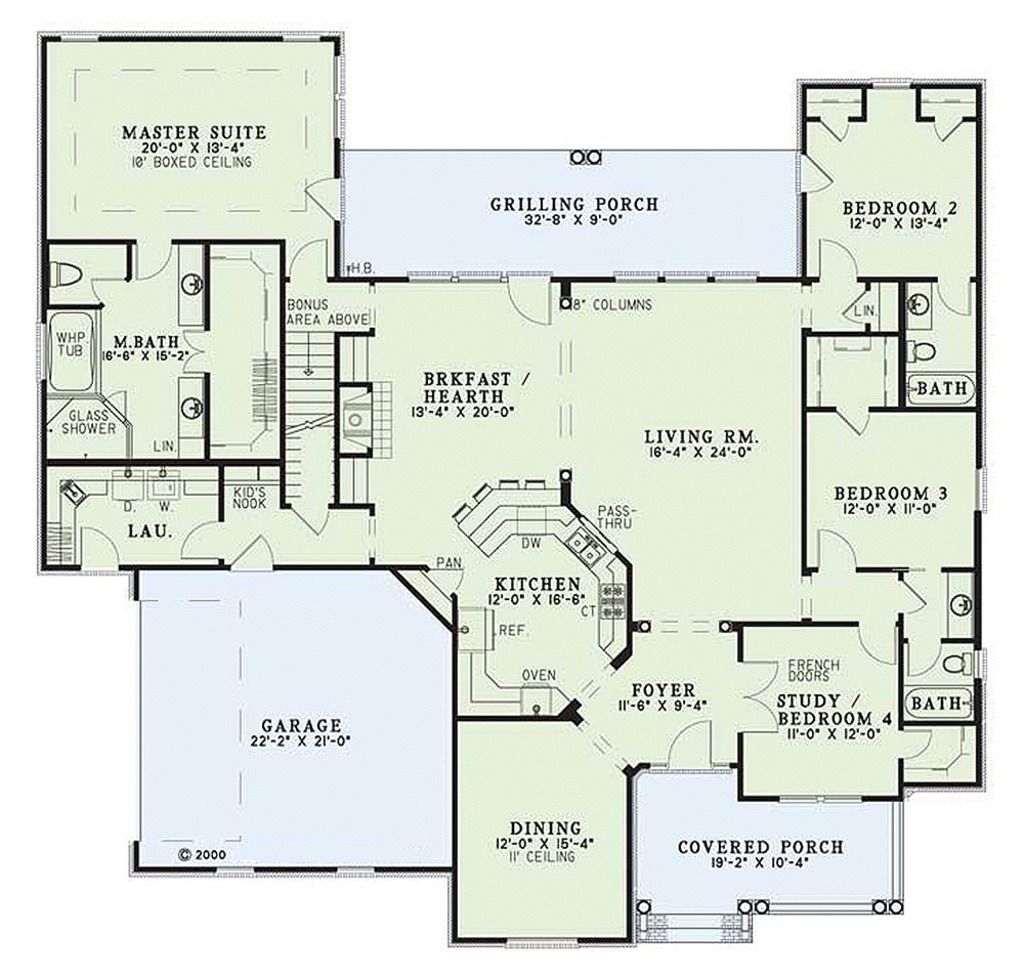 Country Style House Plan 4 Beds 3 Baths 2624 Sq/Ft Plan