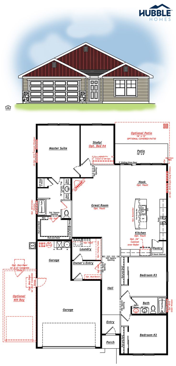 2,007 SQ FT Crestwood floorplan from Hubble Homes. Build