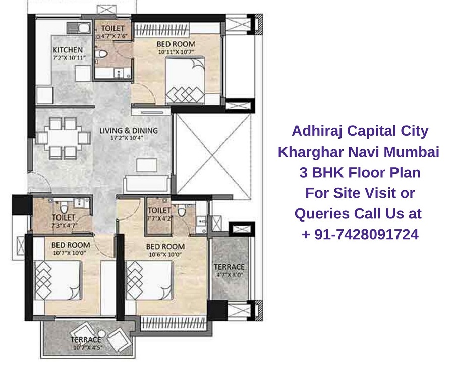 Adhiraj Capital City Kharghar Navi Mumbai 3 BHK Floor Plan