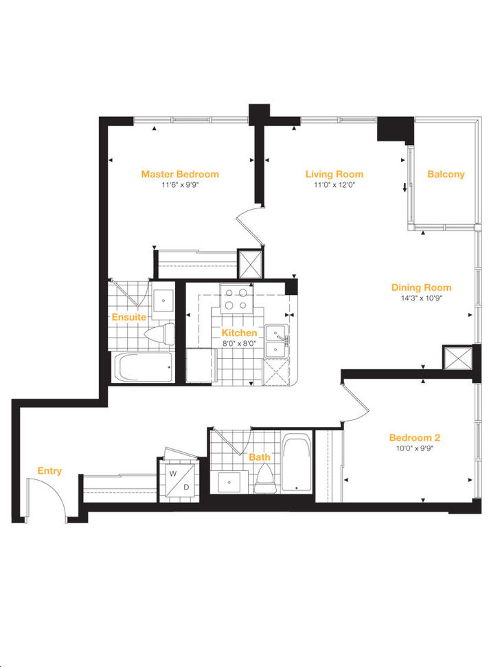 Amber Condos by Pinnacle Residence 04 Floorplan 2 bed & 2