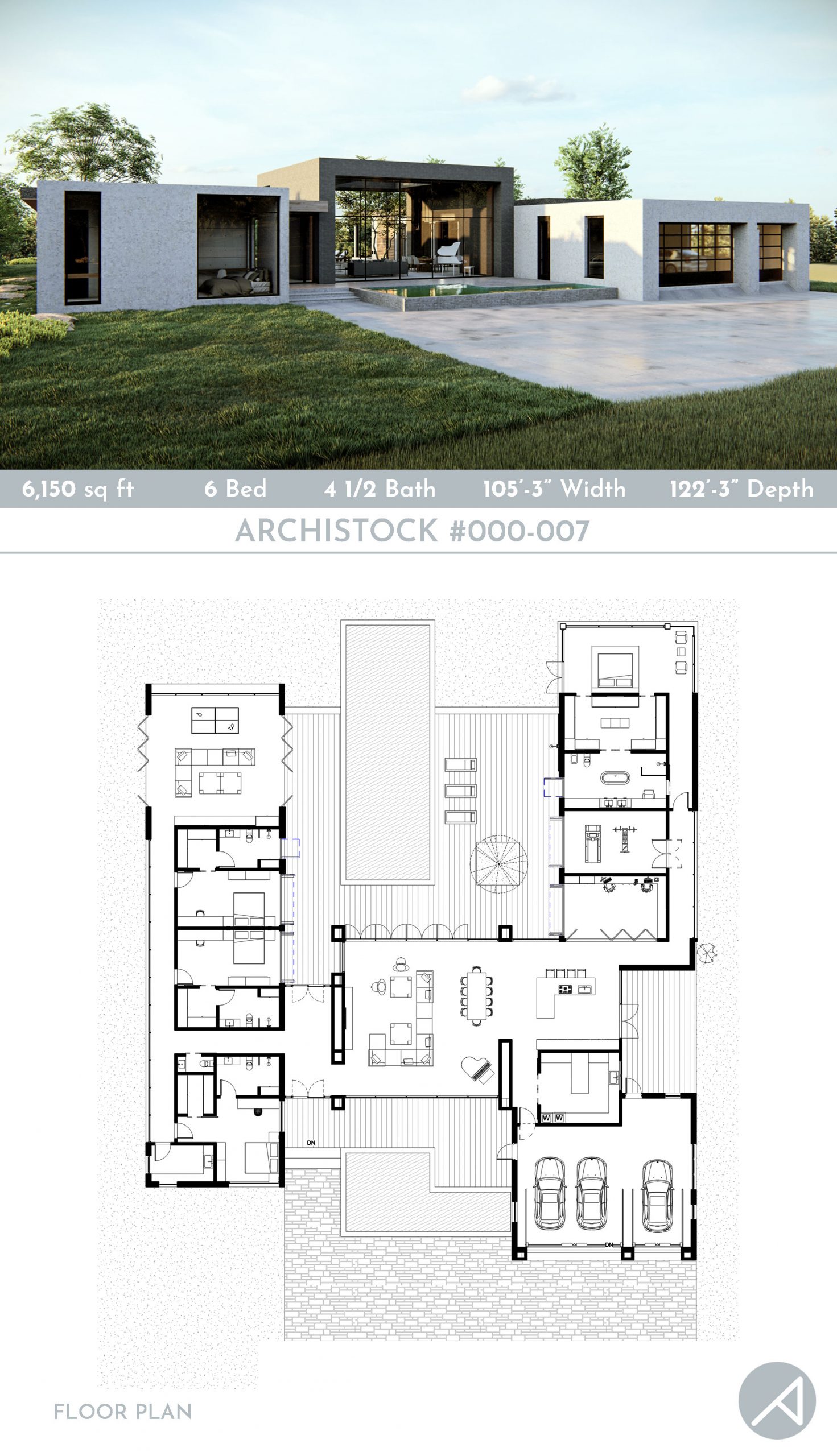 Modern Minimalist House Plan 000007 ANK Studio ANK Studio