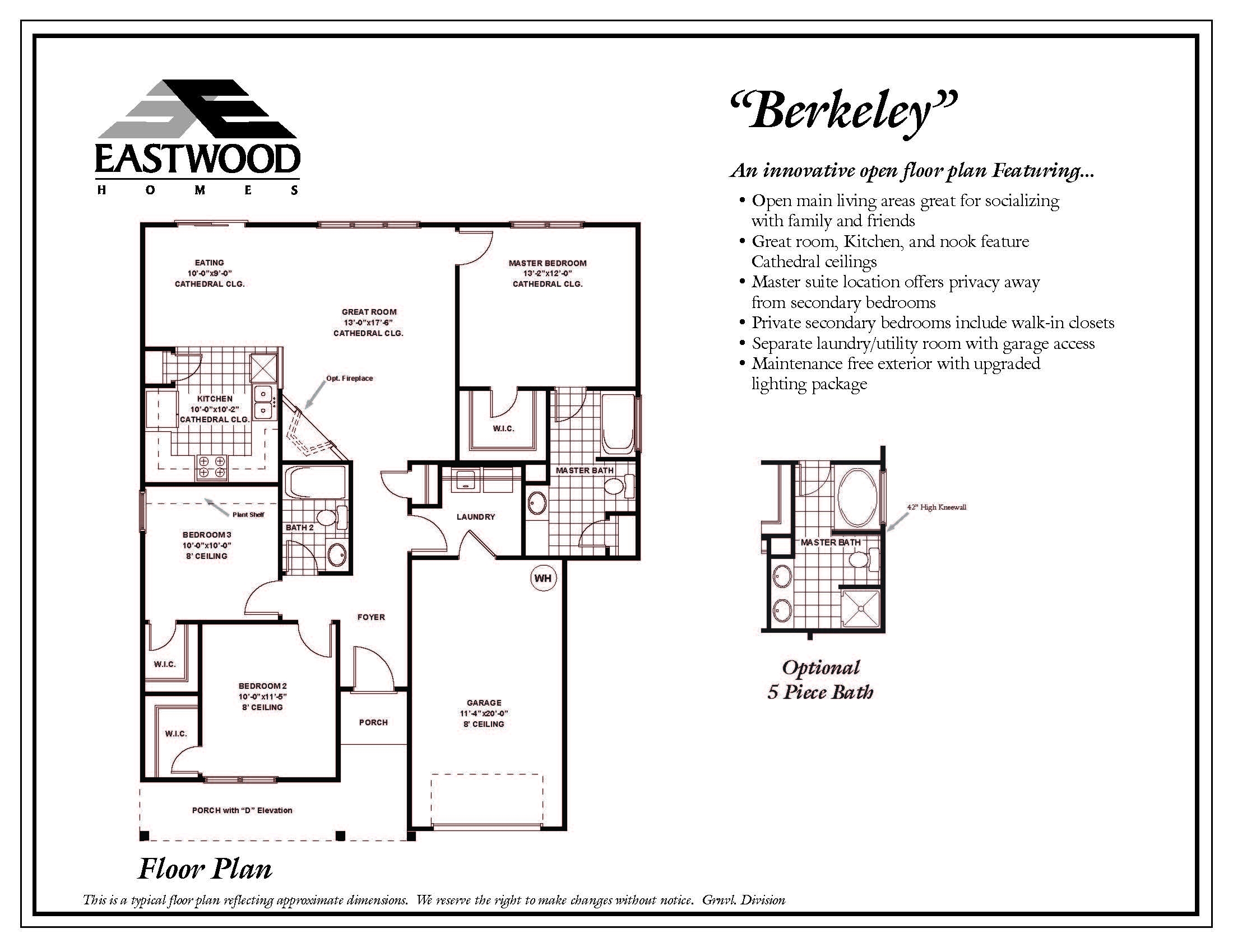 Berkeley Floor Plan Highland Park Eastwood Homes