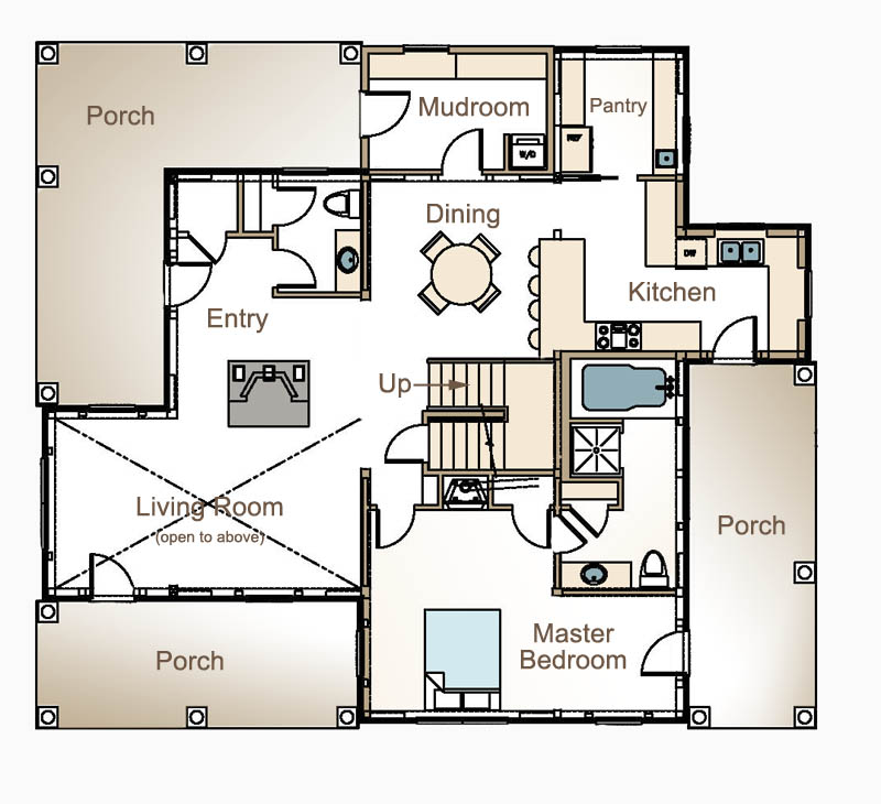 The Blue Hill Bay Post and Beam Home Floor Plan
