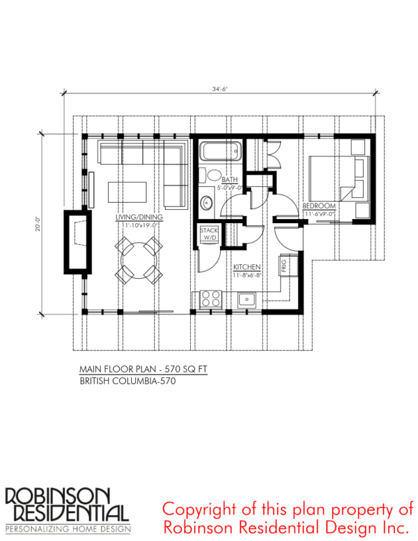 570 Sq. Ft. British Columbia Small Foundation Home Plans