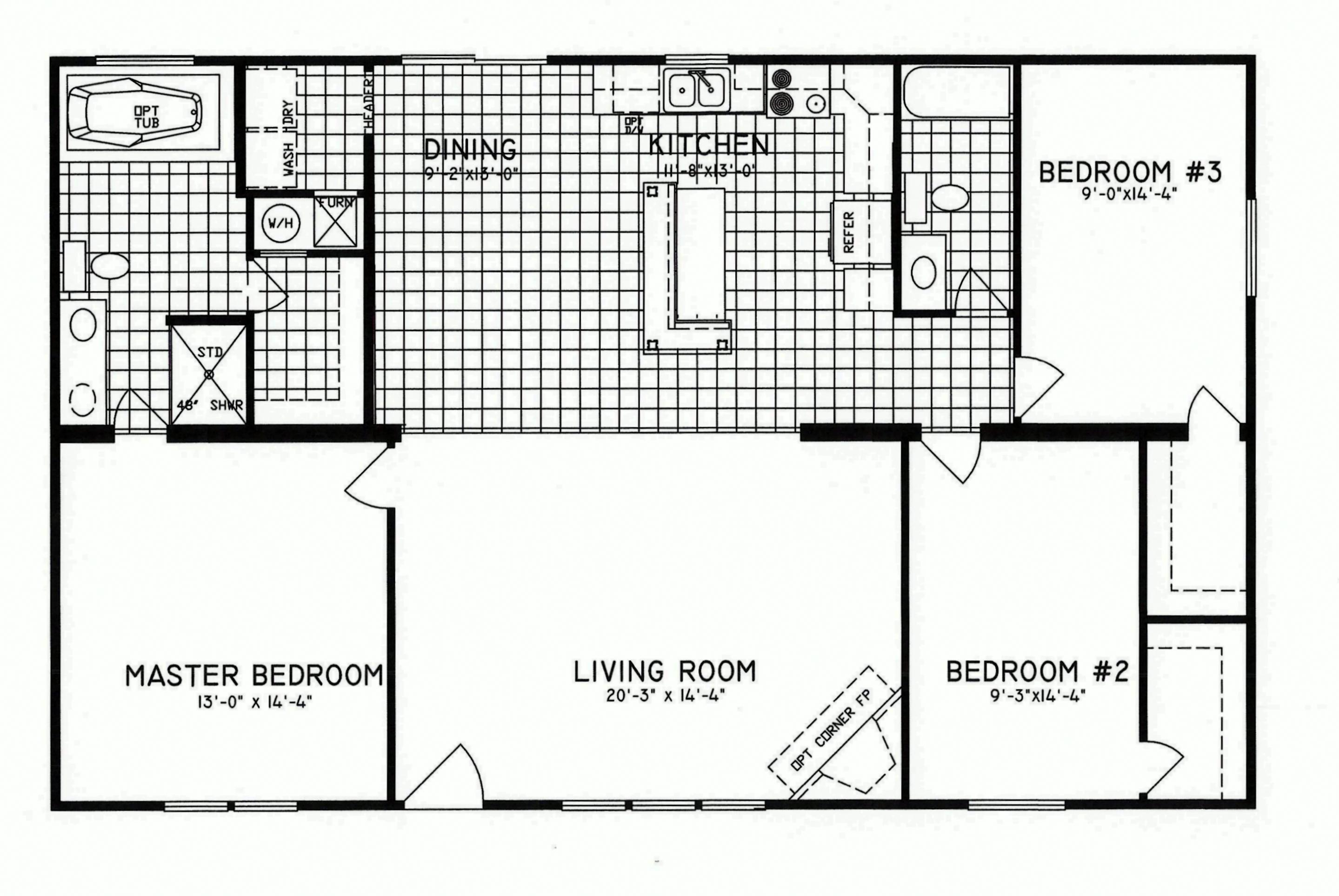 3 Bedroom Floor Plan C8206 Hawks Homes Manufactured
