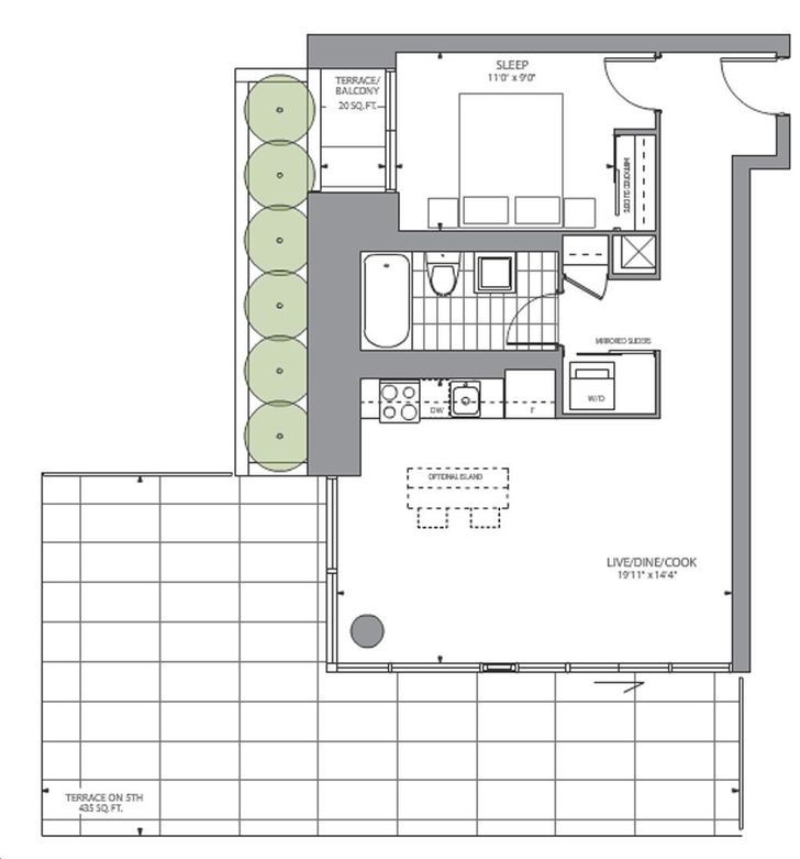 Carmelina Condos by TreMemovia 672 Terrace Floorplan 1