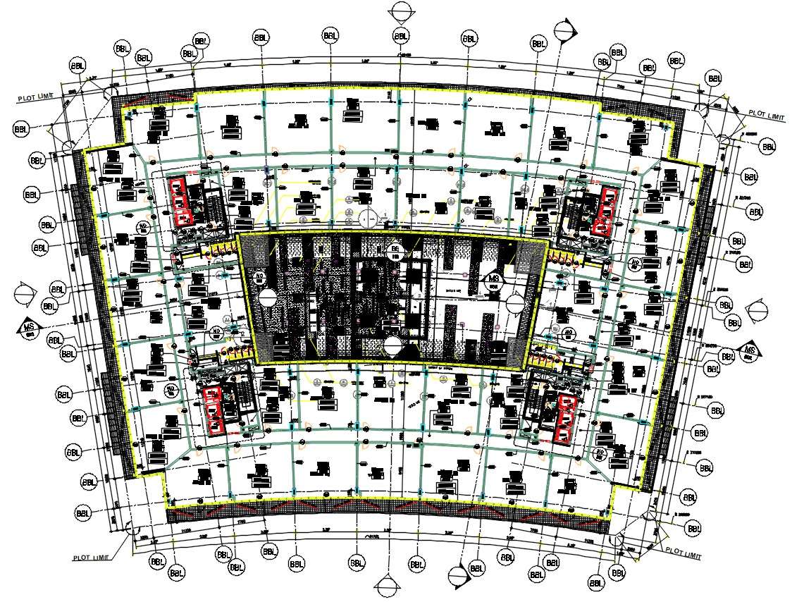 Commercial Building Floor Plan With Working Drawing