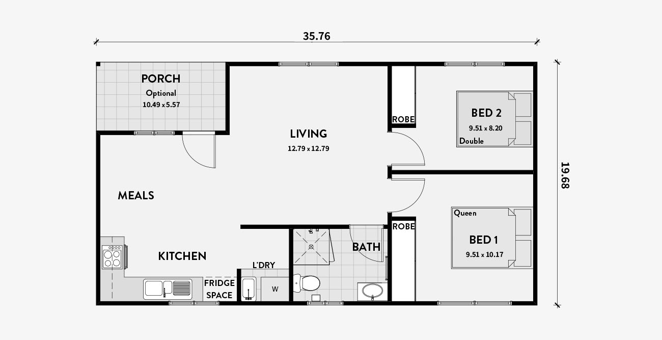 Two (2) Bedroom ADU Floor Plans Los Angeles Architect